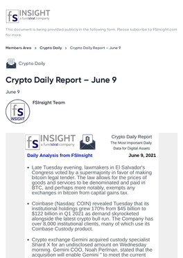 Crypto Daily Report – June 9