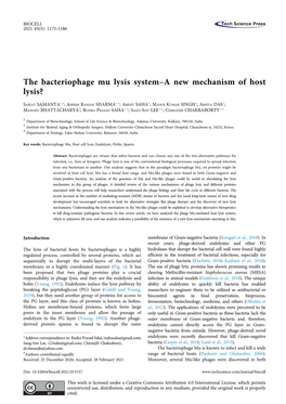 The Bacteriophage Mu Lysis System--A New Mechanism of Host