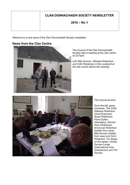 CLAN DONNACHAIDH SOCIETY NEWSLETTER 2016 – No 1 News