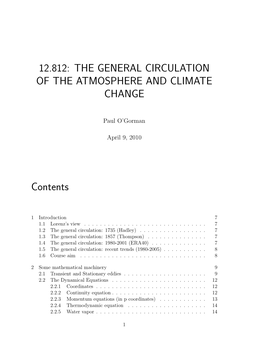 The General Circulation of the Atmosphere and Climate Change