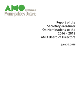 AMO Secretary Treasurer's Report on Nominations