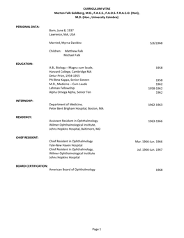 CURRICULUM VITAE Morton Falk Goldberg, MD, FACS, FAOSFRACO