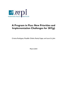 A Program in Flux: New Priorities and Implementation Challenges for 287(G)