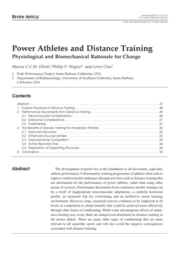 Power Athletes and Distance Training Physiological and Biomechanical Rationale for Change
