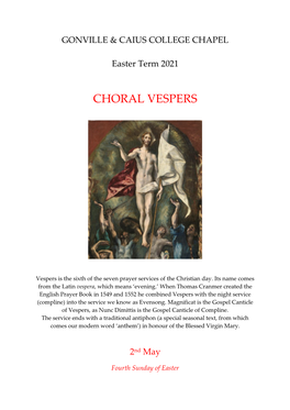 Choral Vespers