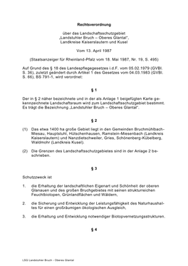 Landstuhler Bruch – Oberes Glantal“, Landkreise Kaiserslautern Und Kusel