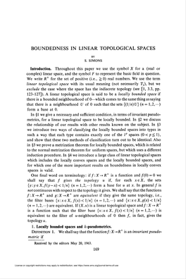 Boundedness in Linear Topological Spaces