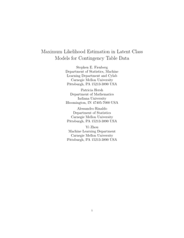 Maximum Likelihood Estimation in Latent Class Models for Contingency Table Data