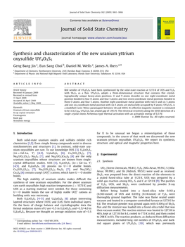 Synthesis and Characterization of the New Uranium Yttrium Oxysulfide