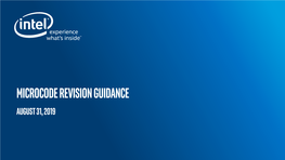 Microcode Revision Guidance August 31, 2019 MCU Recommendations