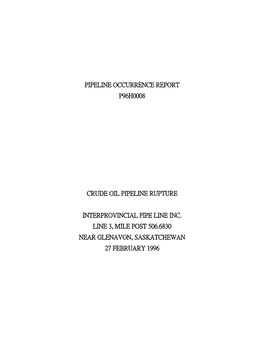 Pipeline Investigation Report P96H0008