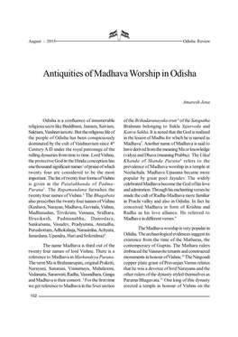 Antiquities of Madhava Worship in Odisha