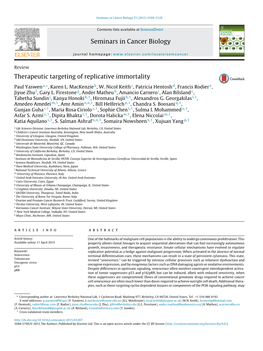 Therapeutic Targeting of Replicative Immortality