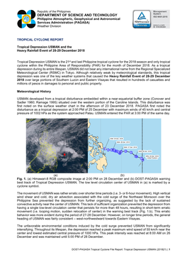 Tropical Depression USMAN and the Heavy Rainfall Event of 28-29 December 2018