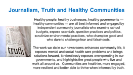 Journalism, Truth and Healthy Communities