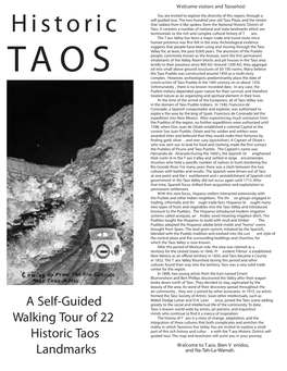 Print a Copy of Historic Taos, a Walking Tour of 22 Taos Landmarks