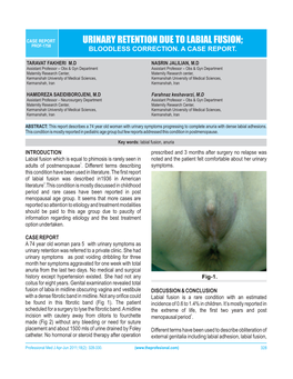 Urinary Retention Due to Labial Fusion; Prof-1758 Bloodless Correction