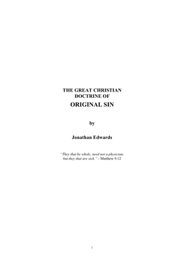 The Great Christian Doctrine of Original Sin
