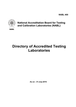 Directory of Accredited Testing Laboratories