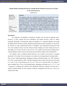 Suitable Habitat Modeling of Prehistoric Antelope-Like Bovid Duboisia Santeng in Java Island in the Early Pleistocene Andriwibowo*