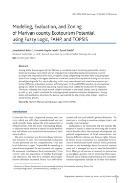 Modeling, Evaluation, and Zoning of Marivan County Ecotourism Potential Using Fuzzy Logic, FAHP, and TOPSIS