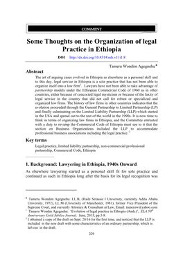 Some Thoughts on the Organization of Legal Practice in Ethiopia DOI