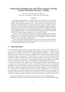 Numerical Optimization and Wind-Tunnel Testing of Low