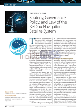 Strategy, Governance, Policy, and Law of the Beidou Navigation Satellite System