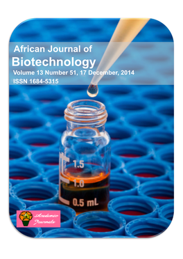 Biotechnology Volume 13 Number 51, 17 December, 2014 ISSN 1684-5315