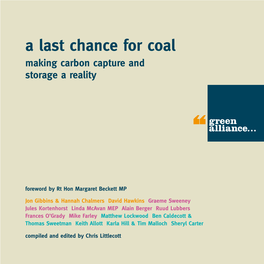 A Last Chance for Coal Making Carbon Capture and Storage a Reality