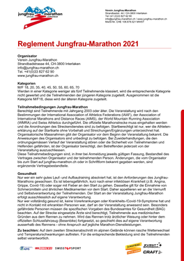 Reglement Jungfrau-Marathon 2021