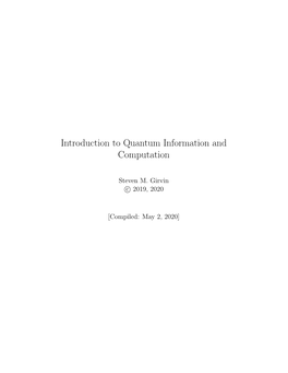 Introduction to Quantum Information and Computation