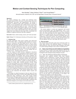 Motion and Context Sensing Techniques for Pen Computing