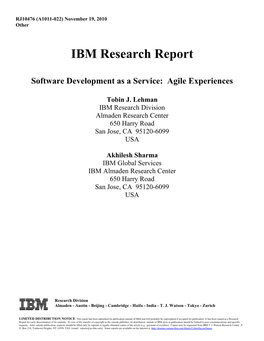 IBM Research Report Software Development As a Service: Agile