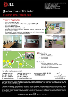 Quattro West – Office to Let Persiaran Barat, Petaling Jaya