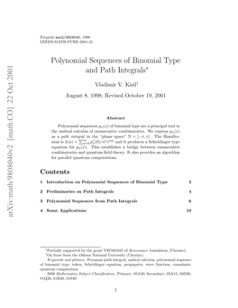 Polynomial Sequences of Binomial Type and Path Integrals
