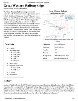 Great Western Railway Ships - Wikipedi… Great Western Railway Ships from Wikipedia, the Free Encyclopedia