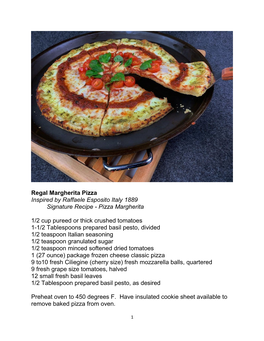 Regal Margherita Pizza Inspired by Raffaele Esposito Italy 1889 Signature Recipe - Pizza Margherita