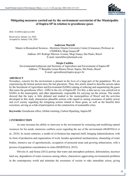 Mitigating Measures Carried out by the Environment Secretariat of the Municipality of Itapira-SP in Relation to Greenhouse Gases