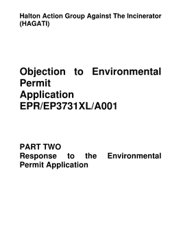 Objection to Environmental Permit Application EPR/EP3731XL/A001