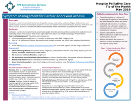 Symptom Management for Cardiac Anorexia/Cachexia