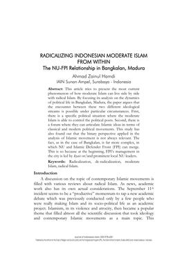 RADICALIZING INDONESIAN MODERATE ISLAM from WITHIN the NU-FPI Relationship in Bangkalan, Madura