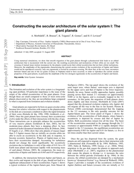 Constructing the Secular Architecture of the Solar System I: the Giant Planets