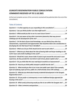 Gungate Regeneration Public Consultation: Comments Received up to 11 02 2021