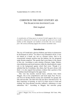 Corinth in the First Century Ad: the Search for Another Class