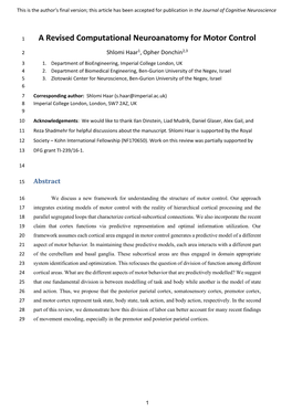 A Revised Computational Neuroanatomy for Motor Control