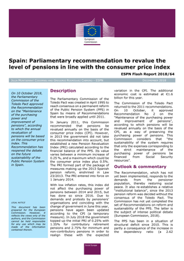 Parliamentary Recommendation to Revalue the Level of Pensions in Line with the Consumer Price Index ESPN Flash Report 2018/64