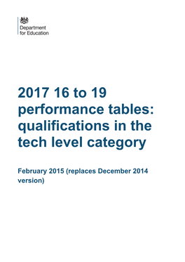 List of Tech Levels for 2017 Performance Tables