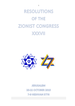 Resolutions of the Zionist Congress Xxxvii