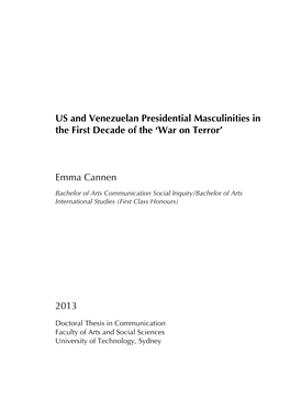 US and Venezuelan Presidential Masculinities in the First Decade of the ‘War on Terror’